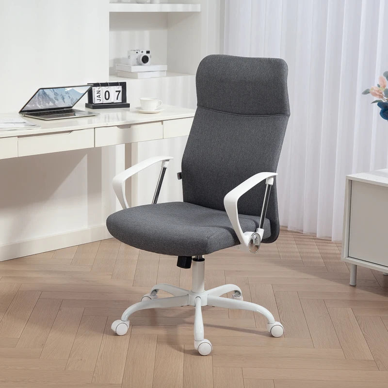 Ergonomic Fabric High Back Office Chair in Grey - Stylish Comfort for Home & Office Use