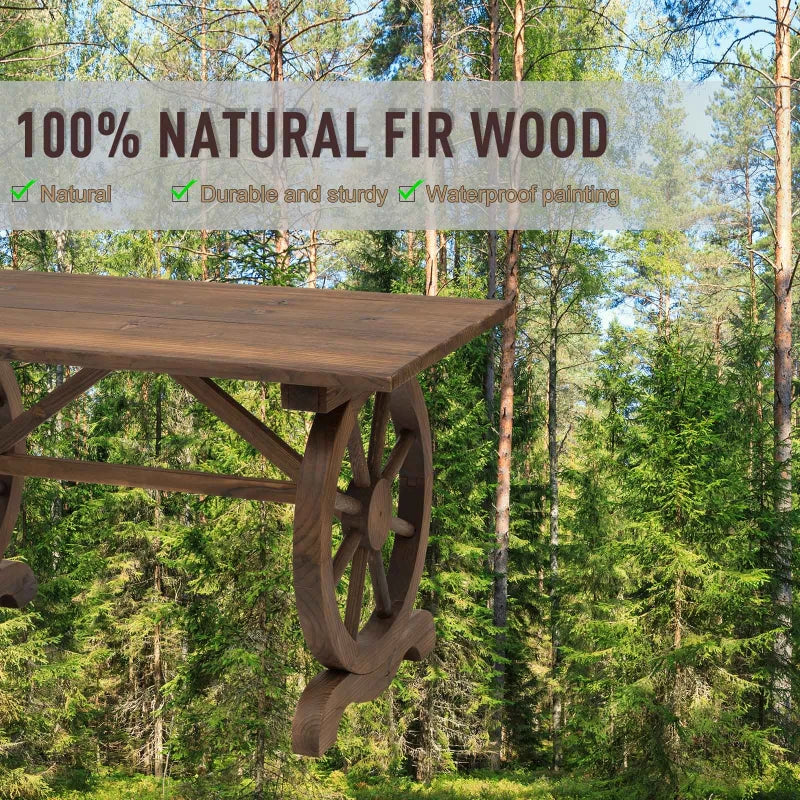 Natural Fir Wood Outdoor Dining Table - Water-Resistant Patio Furniture