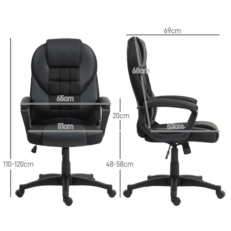 Ergonomic Faux Leather Office Chair - Stylish Black Executive Desk Chair for Home & Office Use