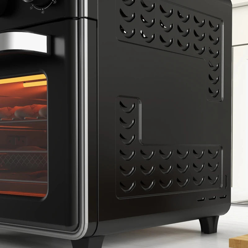 90-230 Mini Convection Oven with Air Fry Function - Compact Black Kitchen Appliance for Healthy Cooking