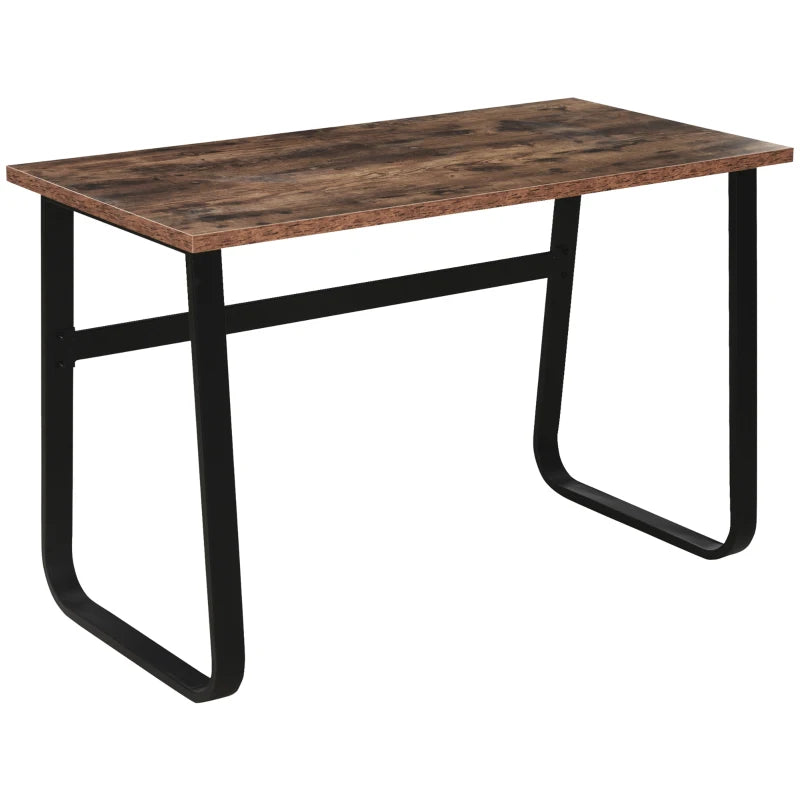 Industrial Computer Table & Writing Desk - Steel Frame, Wood Top, Rustic Brown & Black, 115x58x74.5cm - Home Study Furniture