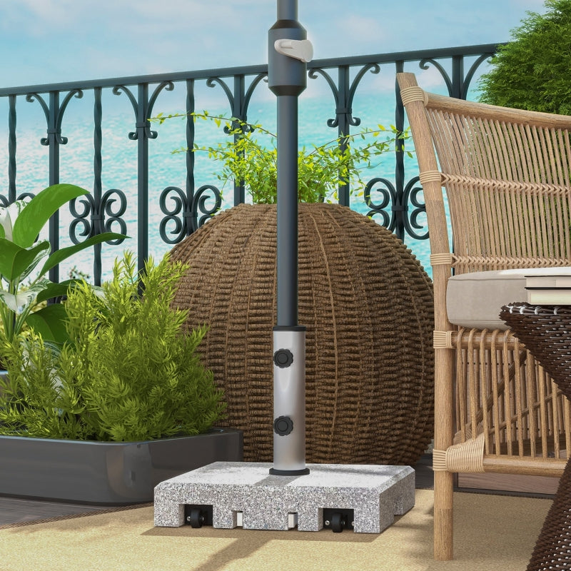 Grey Granite Umbrella Base with Wheels - 28kg Heavy Duty Stand