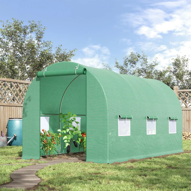 Green Walk-in Garden Plant Growing House with Door and Vent Window