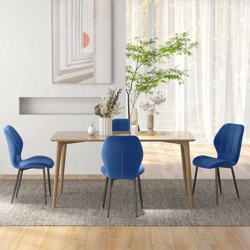 Set of 4 Dark Blue Velvet Tub Dining Chairs - Stylish Relaxed Design for Modern Home Decor