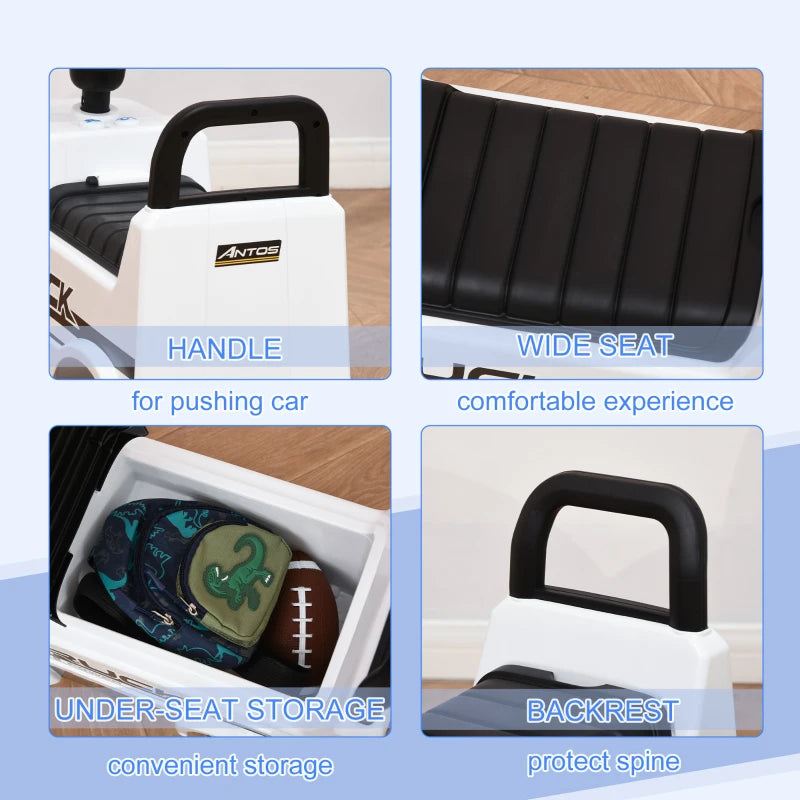 Mercedes Benz Licensed Kids Ride On Car Truck - Foot to Floor Slider with Under Seat Storage for Toddlers 12-36 Months - White