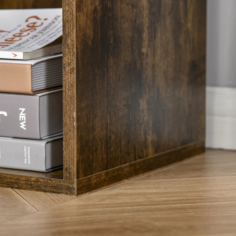 Rustic Brown Six-Cube Bookcase - Stylish Storage Solution for Home & Office, Versatile Wood Effect Design
