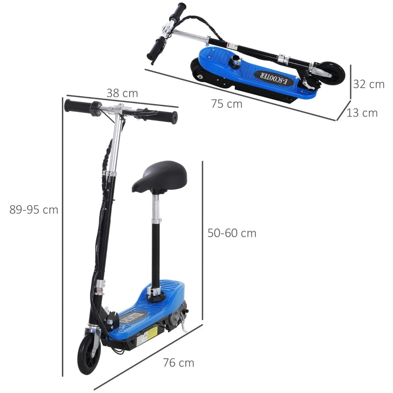 Foldable Electric Scooter for Kids - 12V 120W, Safe Brake & Kickstand, Stylish Blue Design