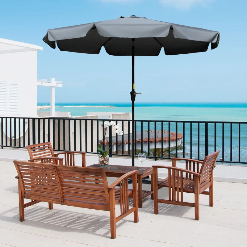 Grey 2.7m Patio Garden Umbrella with Tilt and Crank