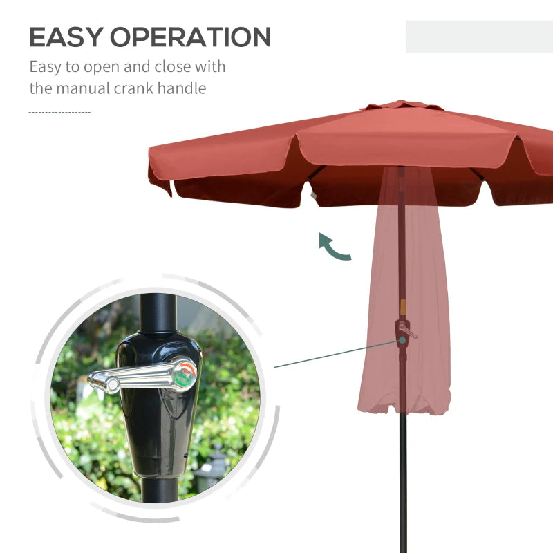 Wine Red 2.7m Patio Garden Umbrella with Tilt and Crank