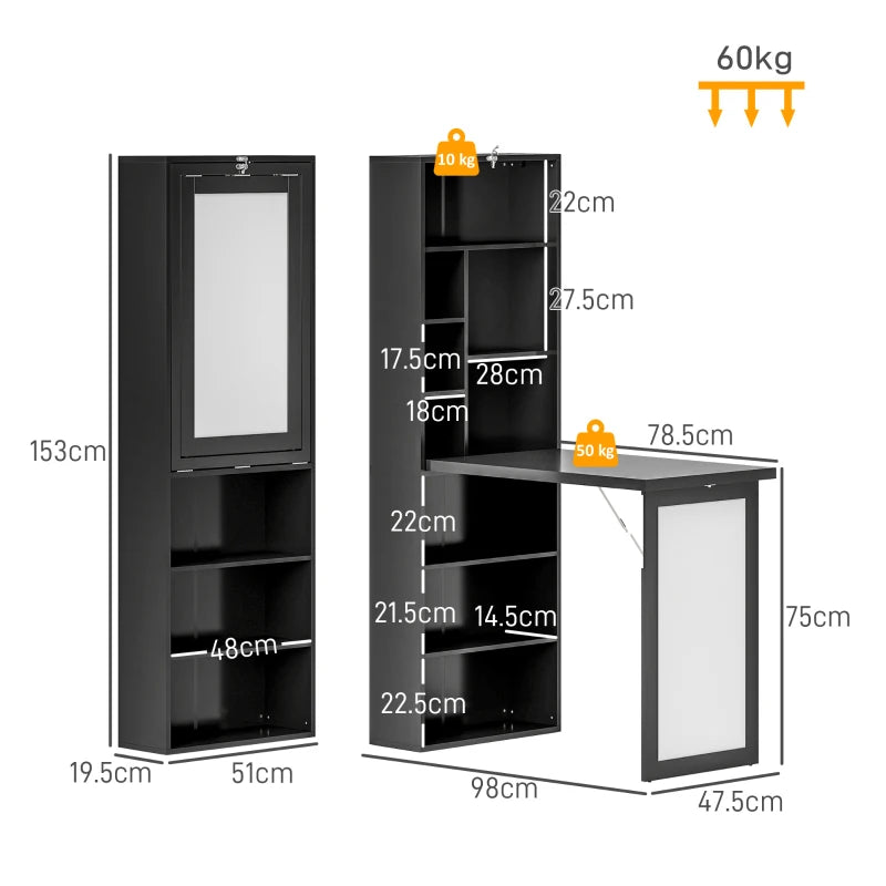 Modern Black Three-Part Work Desk with Storage and Writing Board - Stylish Home Office Furniture for Productivity