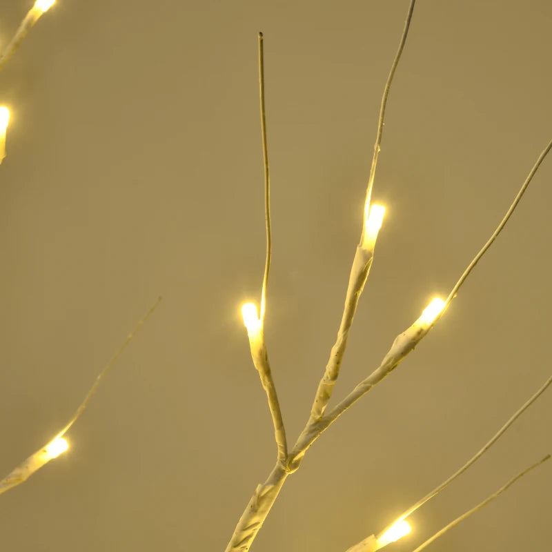 4ft Pre-Lit Artificial White Birch Tree with Warm White LED Lights - Indoor & Outdoor Decorative Lighting