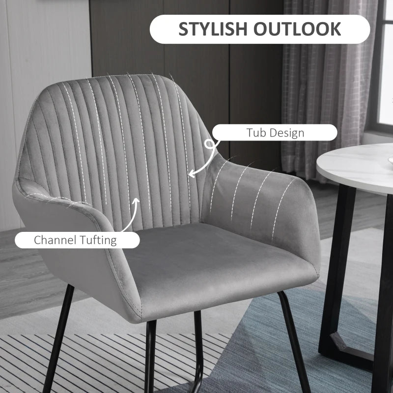 Modern Upholstered Accent Chair with Metal Base for Living Room in Grey - Stylish Armchair for Home Decor