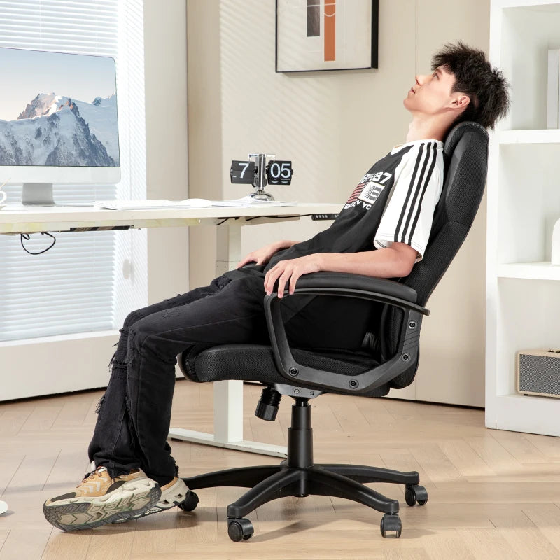 Ergonomic Faux Leather Office Chair - Stylish Black Executive Desk Chair for Home & Office Use