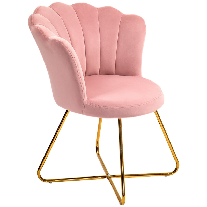Velvet-Feel Lotus Petal Accent Chair in Pink - Stylish and Comfortable Seating for Your Home