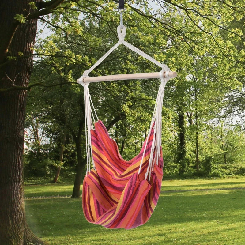 Red Outdoor Hanging Rope Hammock Chair