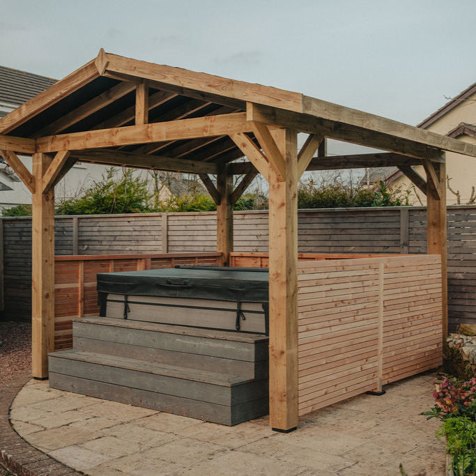Ruby Wooden Apex Gazebo with Treated Featheredge Roof & Overhang - Premium Garden Gazebo