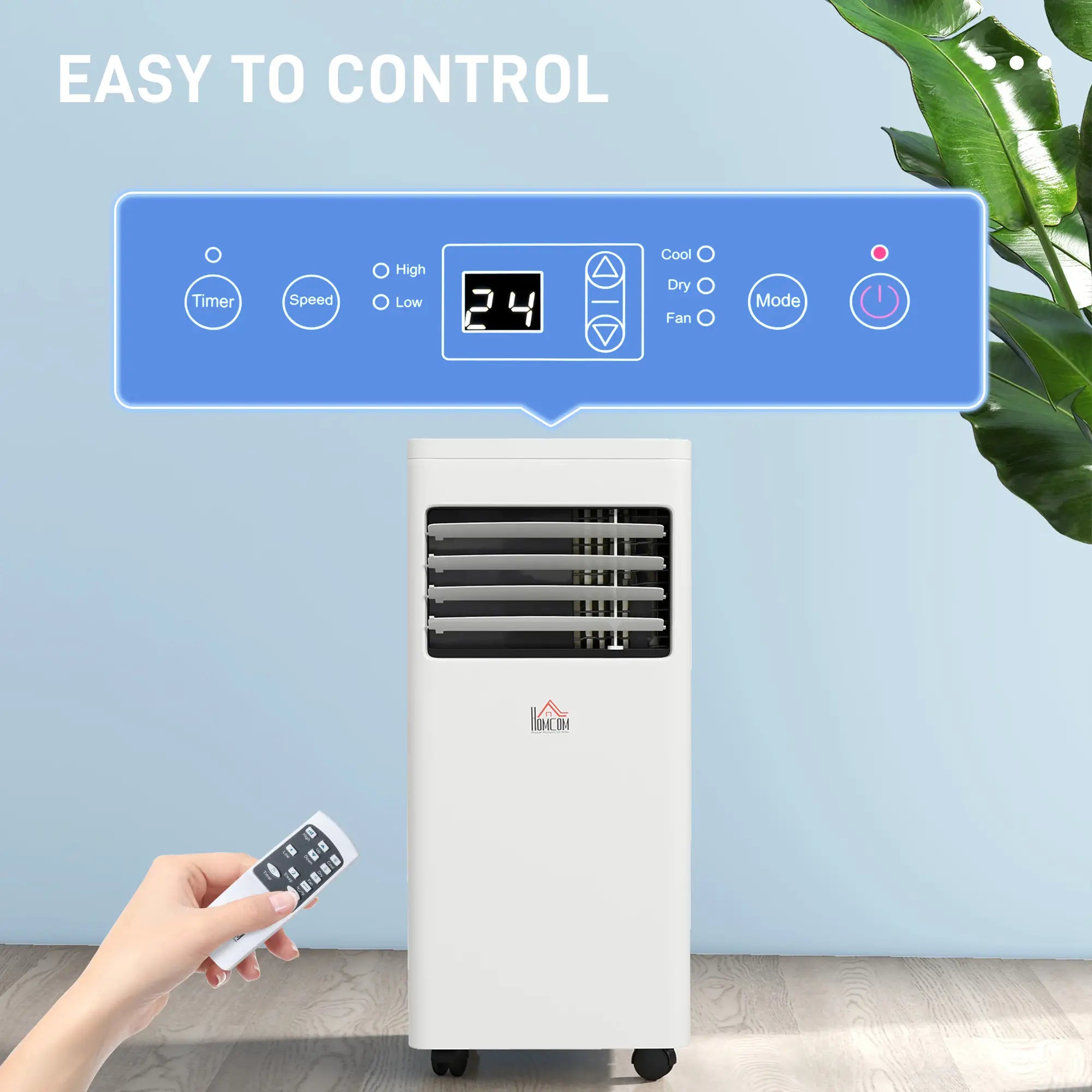 7000 BTU Portable Air Conditioner – 3-in-1 AC Unit with Cooling, Dehumidifier & Fan Modes, Remote Control, 24H Timer, LED Display, Window Kit, Ideal for Rooms up to 26m²