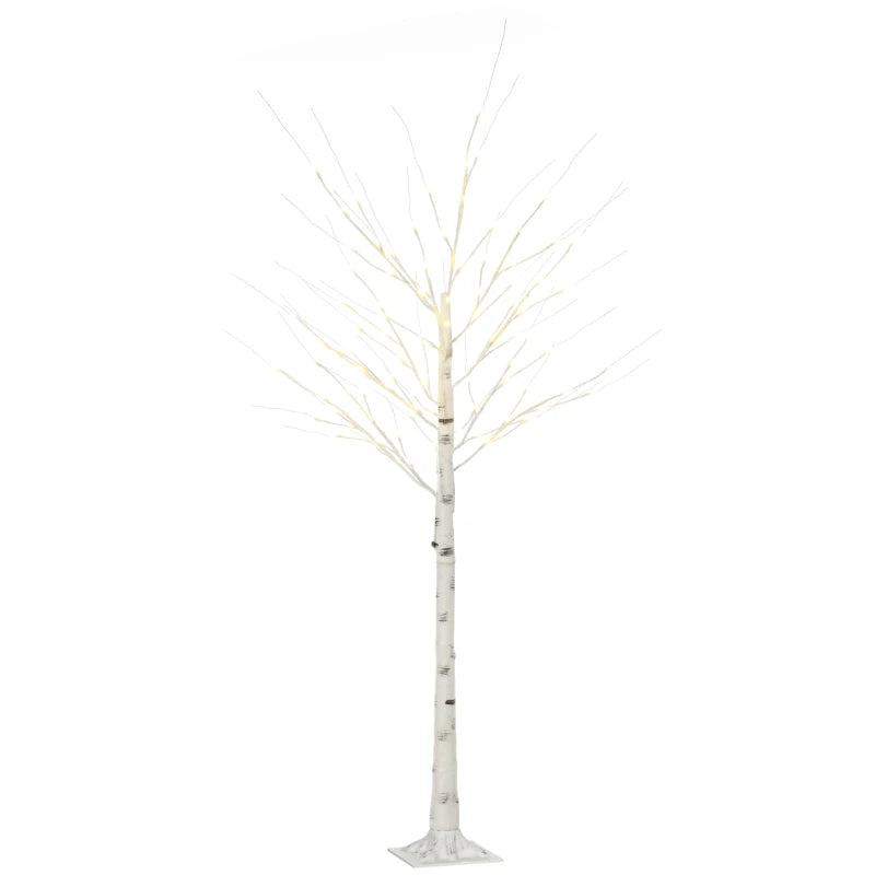 6ft Pre-Lit Artificial White Birch Tree with Warm White LED Lights - Indoor & Outdoor Decorative Lighting