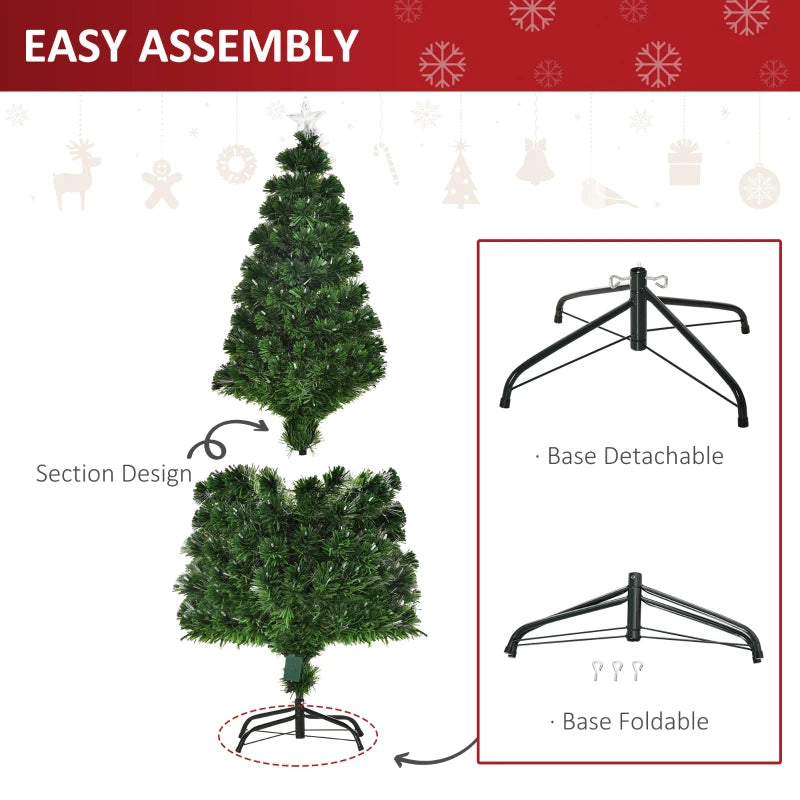 5FT Pre-Lit Artificial Christmas Tree with Star Topper & Metal Base - Perfect Holiday Home Decoration
