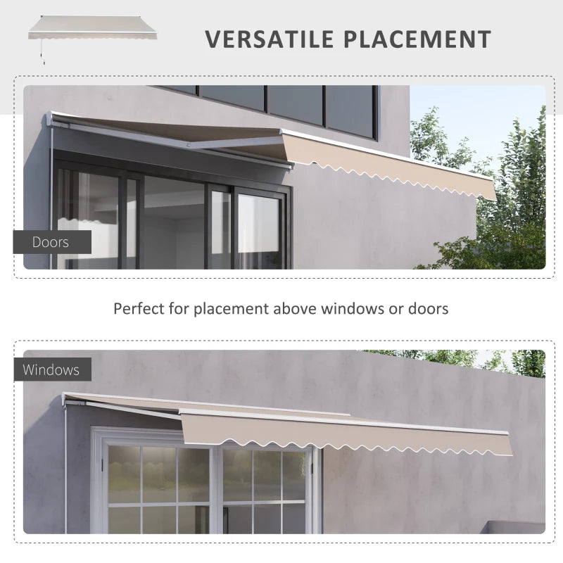 Outsunny 2.95Lx2.5M Retractable Manual/Electric Awning-Cream White/White