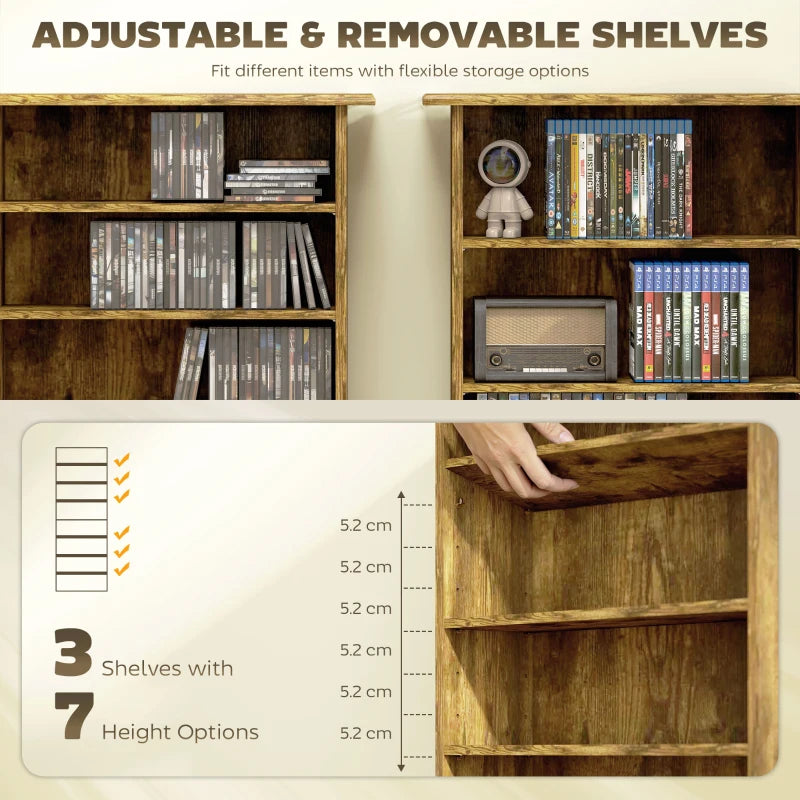 Rustic Brown 360 CD Storage Unit - Stylish Media Organizer for CDs, DVDs, and Games - Space-Saving Design