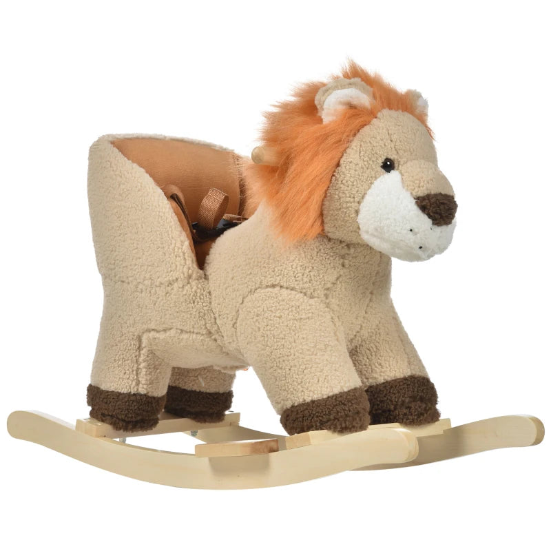 Kids Lion Rocking Horse with Roaring Sound and Safety Seatbelt for Fun Playtime