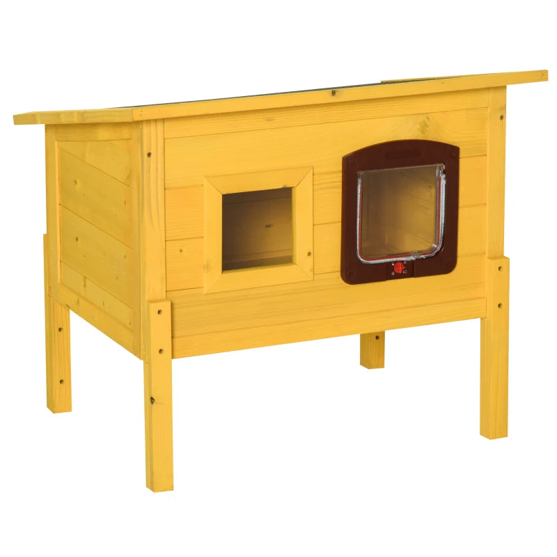 Garden Wooden Cat House - Outdoor Kitty Shelter with Waterproof Roof, Door & Window - Perfect Pet Play Home & Hide Cage