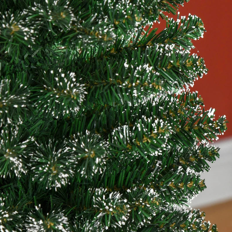5.5FT Snow Dipped Christmas Pencil Tree - Foldable Black Stand, Green Holiday Indoor Decoration for Festive Home Decor