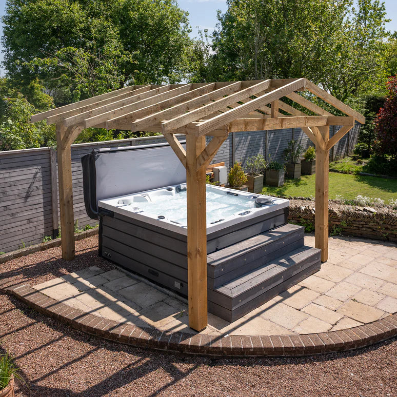 Ruby Wooden Apex Pergola with Open Roof & Overhang - Premium Outdoor Garden Structure