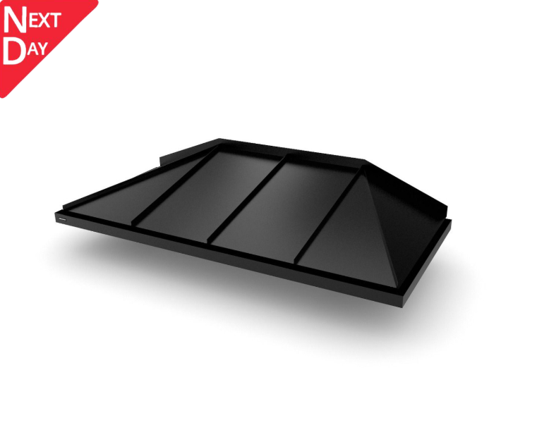 Aluminium Hipped Door Canopy with LED Spotlights & Integral Drainage – 1600mm or 2100mm – Anthracite Grey or Black