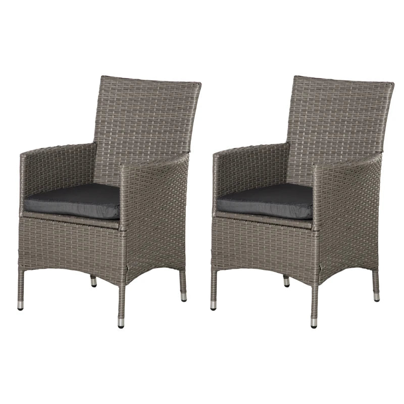 Grey Rattan Outdoor Armchair Set with Cushions