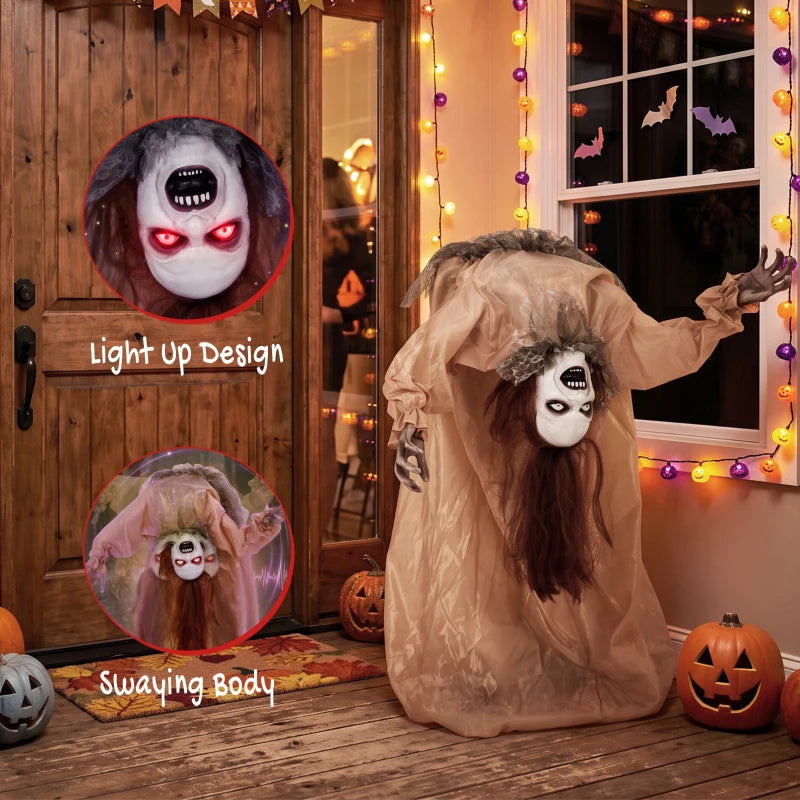 100cm Animated Broken-Back Halloween Ghost – Sound & Touch Activated with Glowing Red Eyes & Creepy Screams