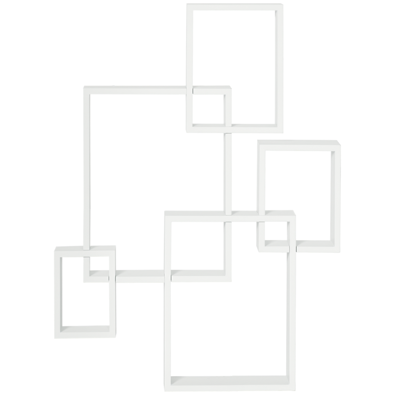 Floating Wall Mounted Interlocking Cube Shelves - Stylish White Display Shelves for Living Room, Bedroom & Hallways