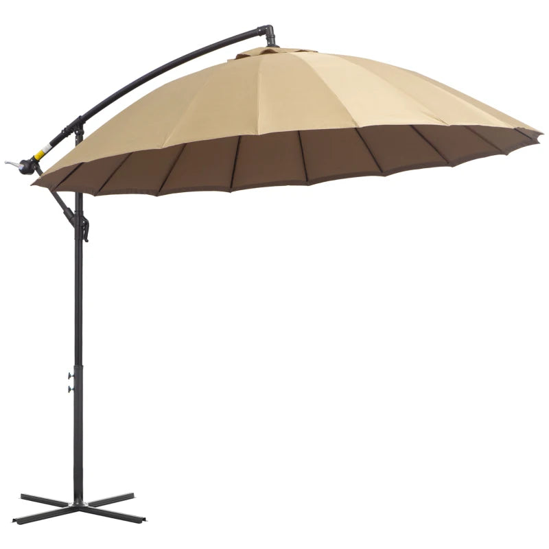 Khaki 3m Cantilever Patio Umbrella with 18 Ribs & Vents