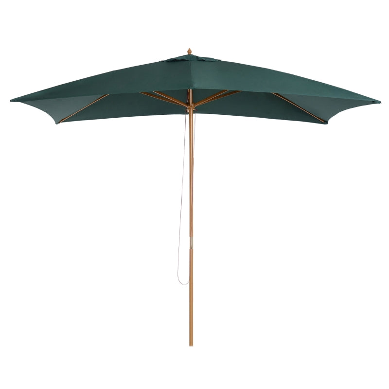 Green 2 x 3m Wooden Garden Sun Shade Umbrella