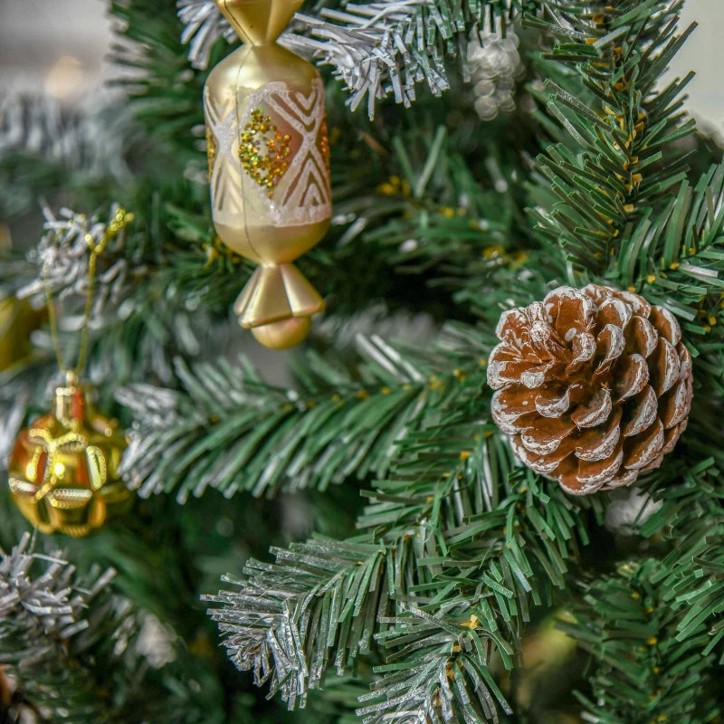 5FT Artificial Christmas Tree with Pine Cones - Automatic Open Holiday Decoration for Home - Lush Green Xmas Tree