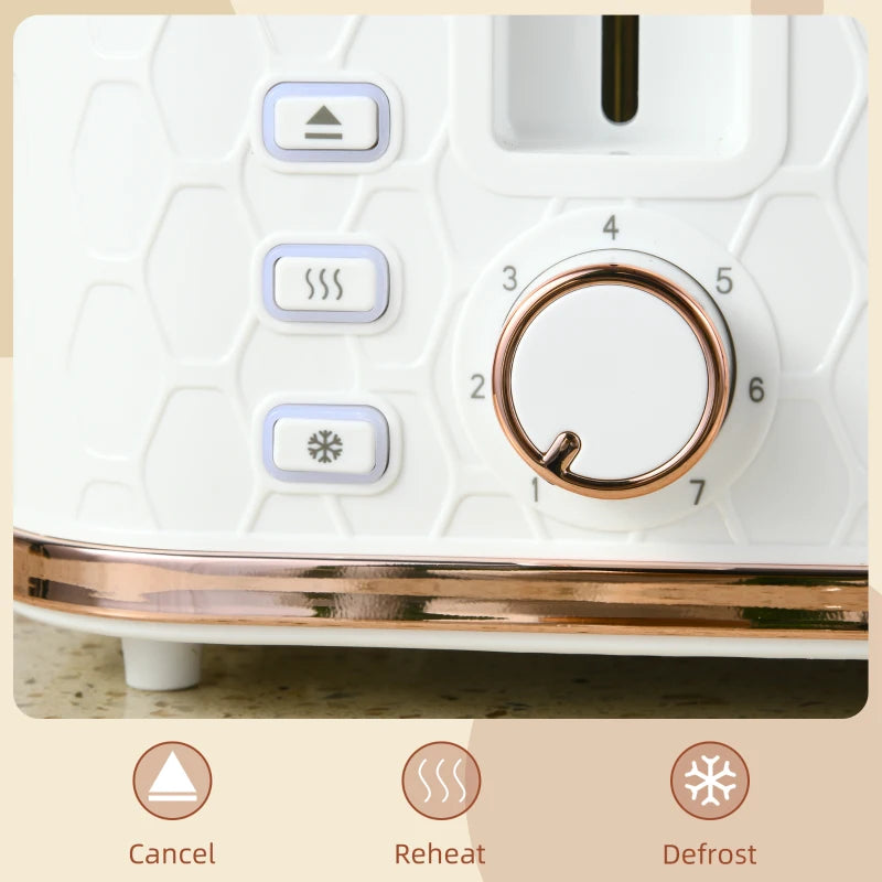 Premium Four-Slice Honeycomb Toaster in White - Fast Toasting, Stylish Design, Perfect for Family Breakfasts