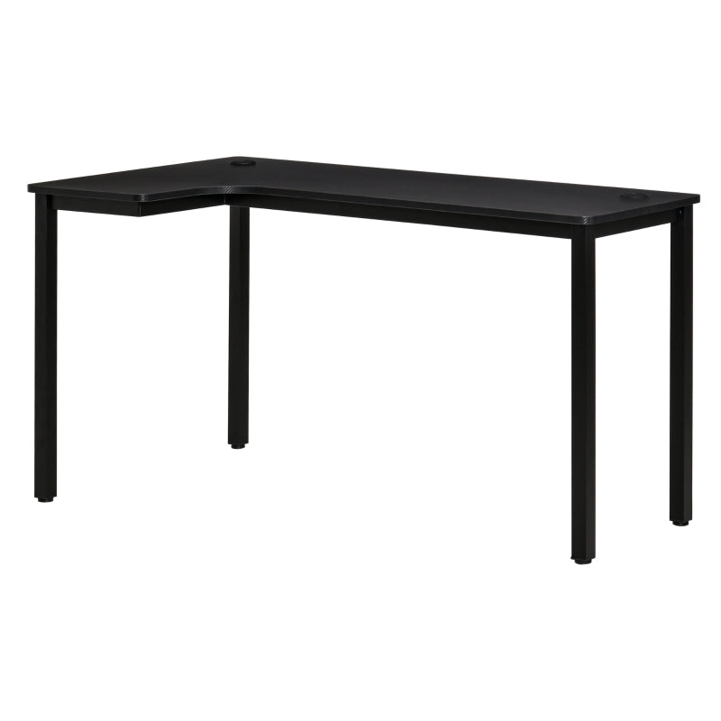 L-Shaped Gaming Desk - Black Corner Computer Workstation with Cable Management, 145x81x76cm, Left Side Design for Home Office