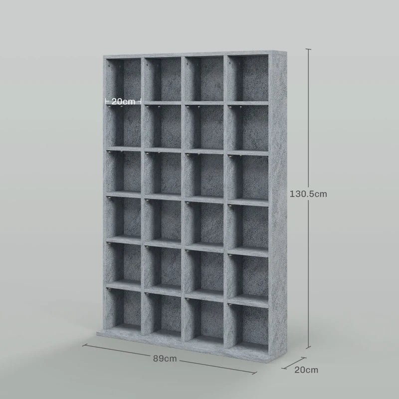 Adjustable CD Storage Unit with Shelves - 89 x 130.5 cm, Cement Grey - Modern Media Organizer for Home