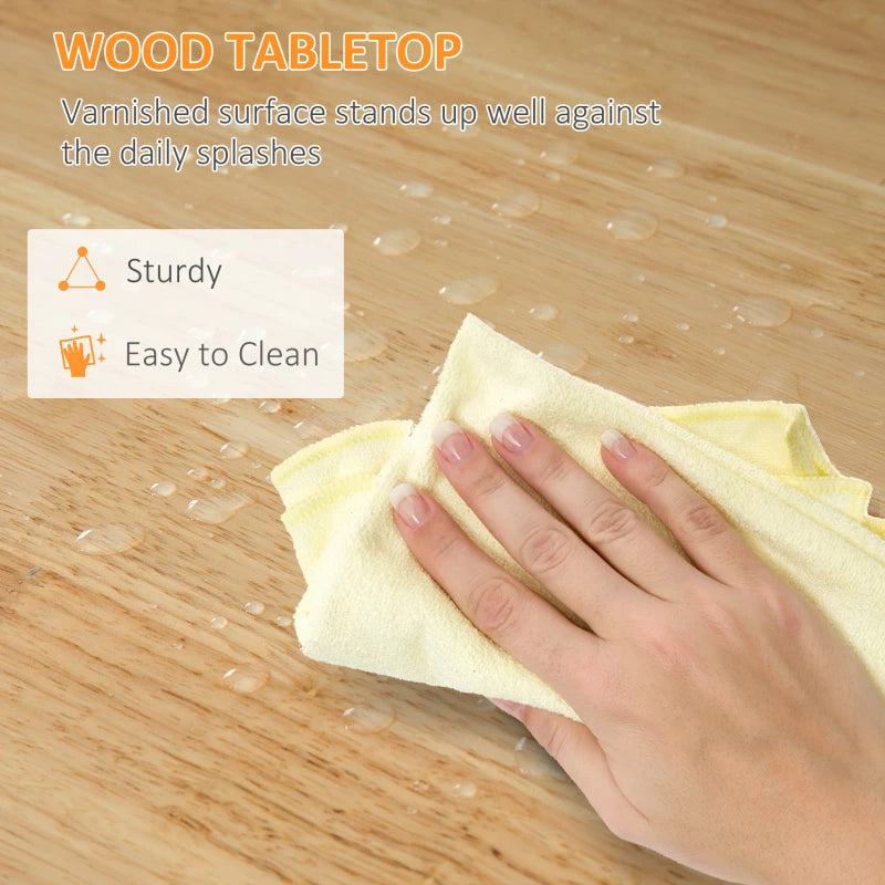 Rolling Kitchen Island Cart with Wood Top, Compact Bar Serving Trolley on Wheels, Shelves & Drawers for Home Dining - White