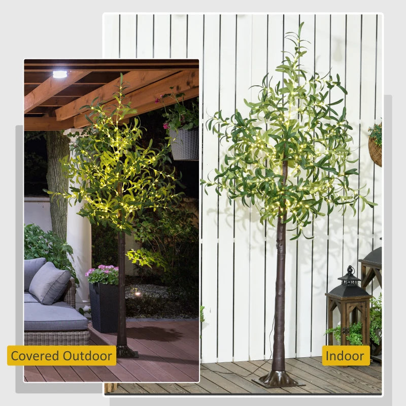 300 LED Light Decorative Artificial Olive Tree - Lifelike Green Home Decor for Indoor & Outdoor Use