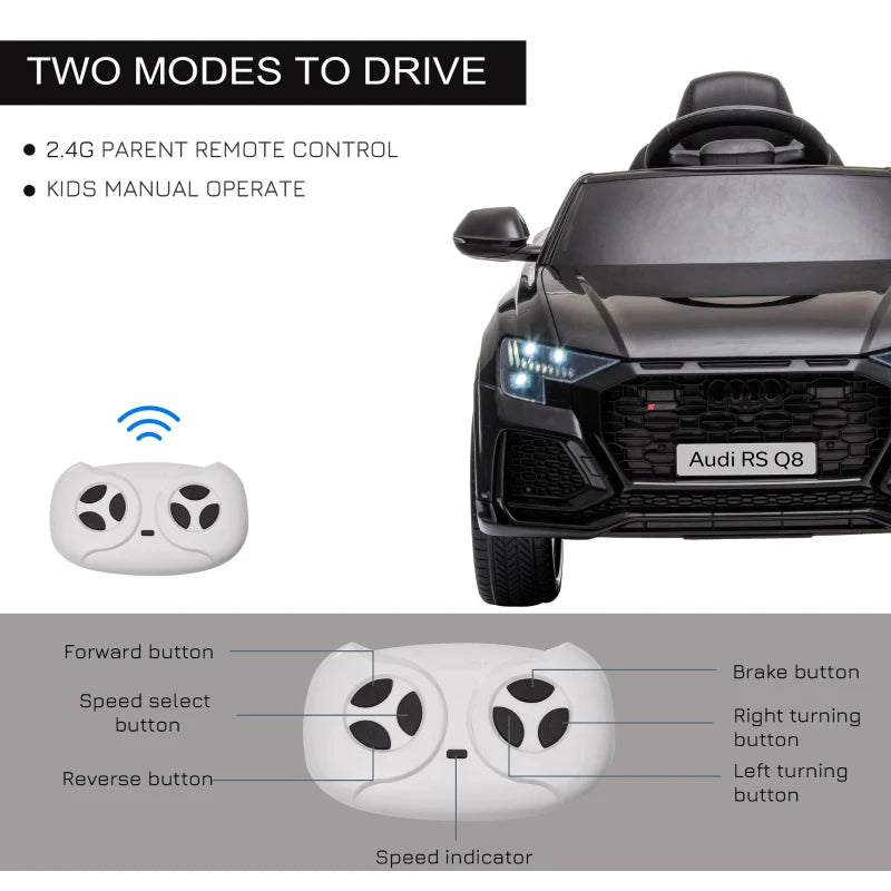 Licensed Audi RS Q8 Electric Ride On Car with Remote Control for Kids Black