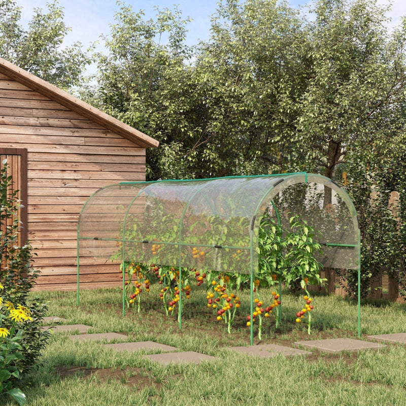 Green Tunnel Tomato Greenhouse with 4 Hoops and Guy Ropes