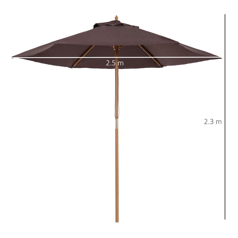 Wooden Garden Parasol Sun Shade - Coffee