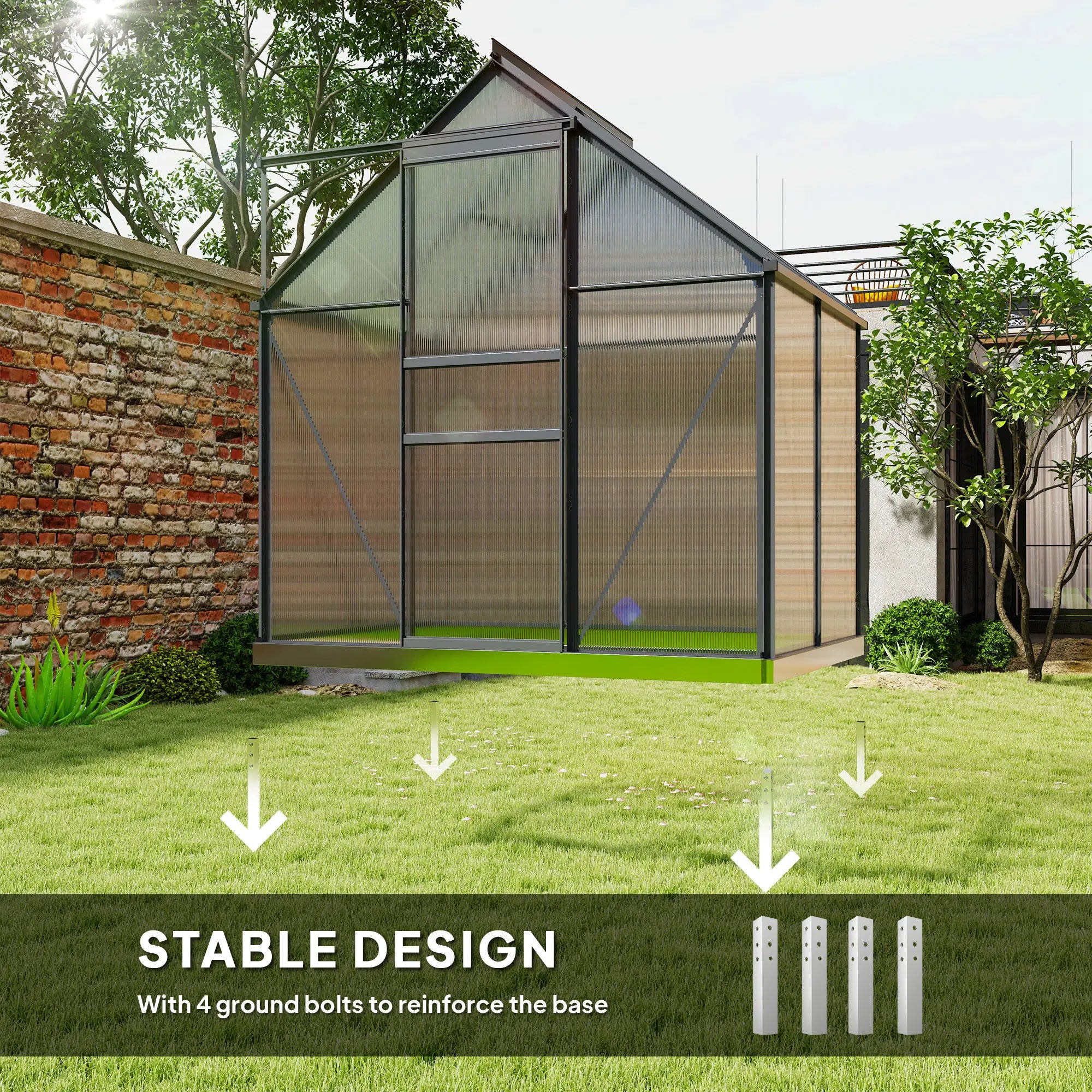 192.5cm x 131cm Walk-In Polycarbonate Greenhouse
