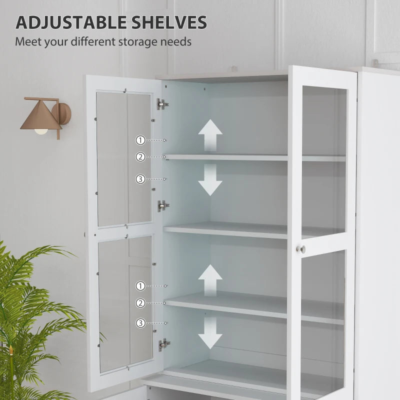 Double Storage Display Cabinet - Elegant White Finish, Stylish Home Organizer, Perfect for Living Room or Office Storage Solutions