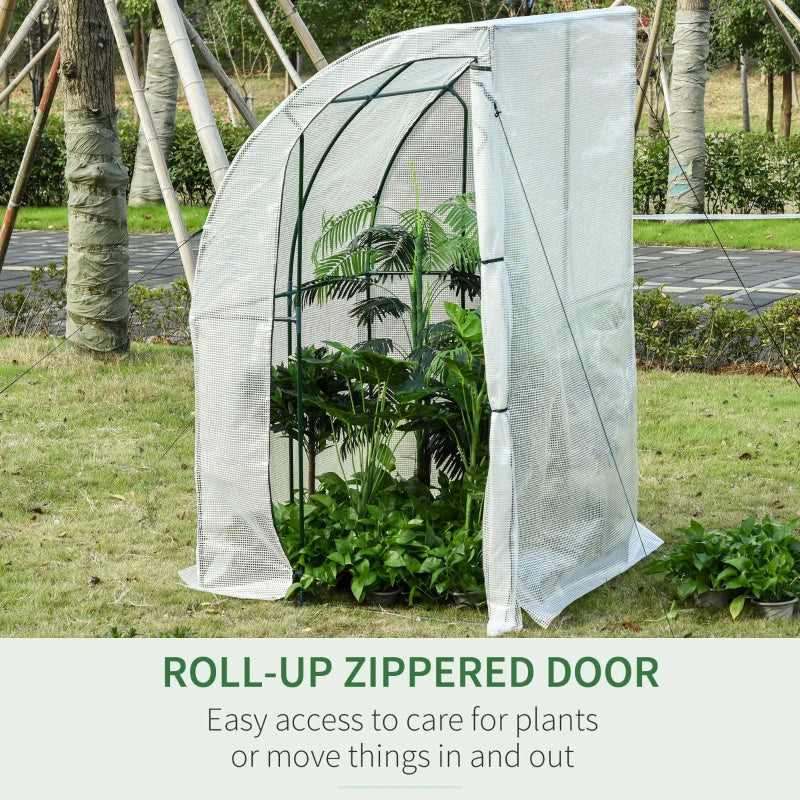 White Outdoor Walk-In Greenhouse with Zippered Door, 143x118x212cm