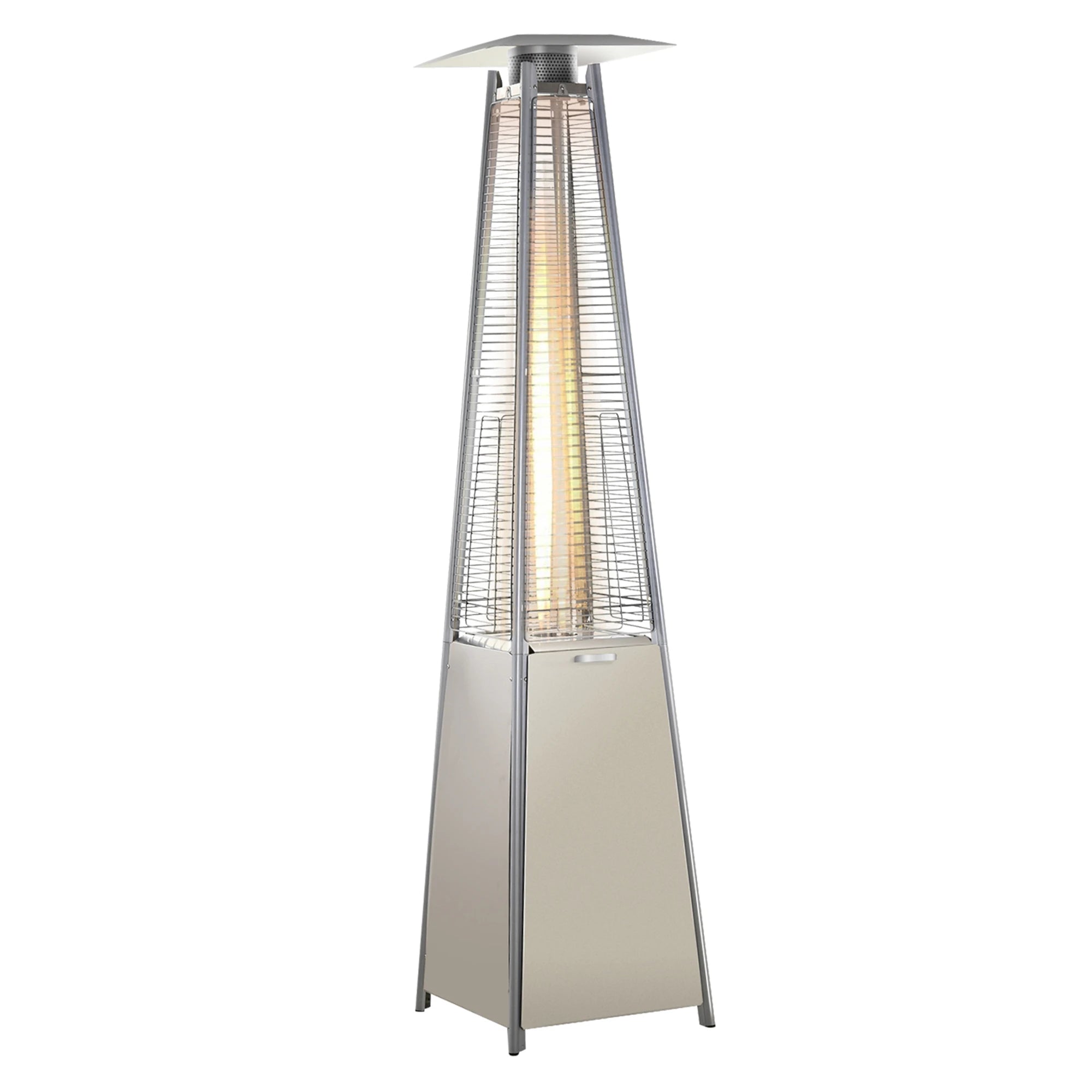 Stainless Steel Outdoor Garden Pyramid Patio Heater with Wheels and Rain Cover - Silver
