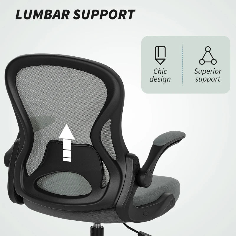Vinsetto Ergonomic Drafting Chair - Tall Office Chair with Mesh Back, Lumbar Support, Flip-up Armrests, Adjustable Height, Charcoal Grey