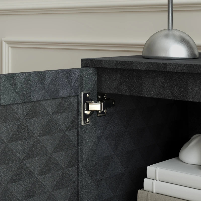 Modern Black Sideboard Storage Cabinet with Adjustable Shelf & 2 Doors - Freestanding Furniture for Living Room
